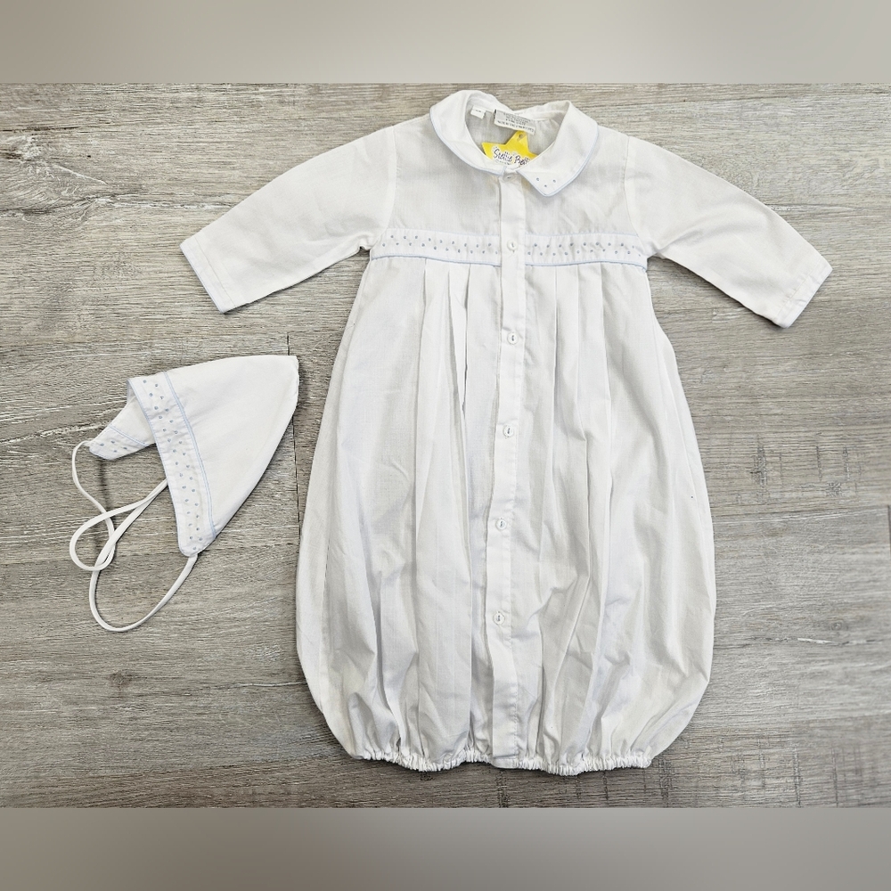 White Smocked Baby Gown with Bonnet - Classic Infant Sleepwear